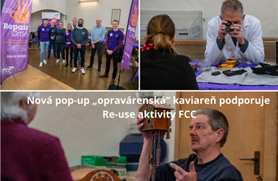Nová pop-up „opravárenská“ kaviareň podporuje Re-use aktivity FCC